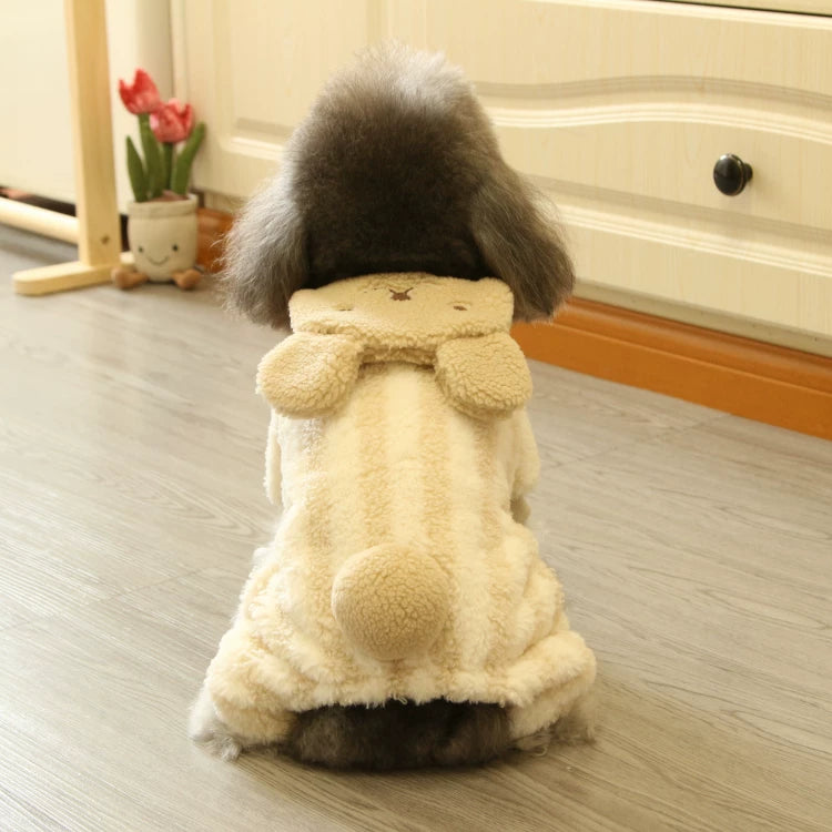 Pomdsds | Corduroy-Style Four-Leg Pet Outfit, Cozy Autumn & Winter Wear for Small Dogs