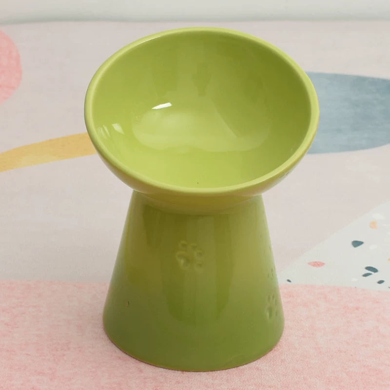 Pomdsds | Raised Ceramic Pet Bowl with Wide Opening for Cats and Small Dogs
