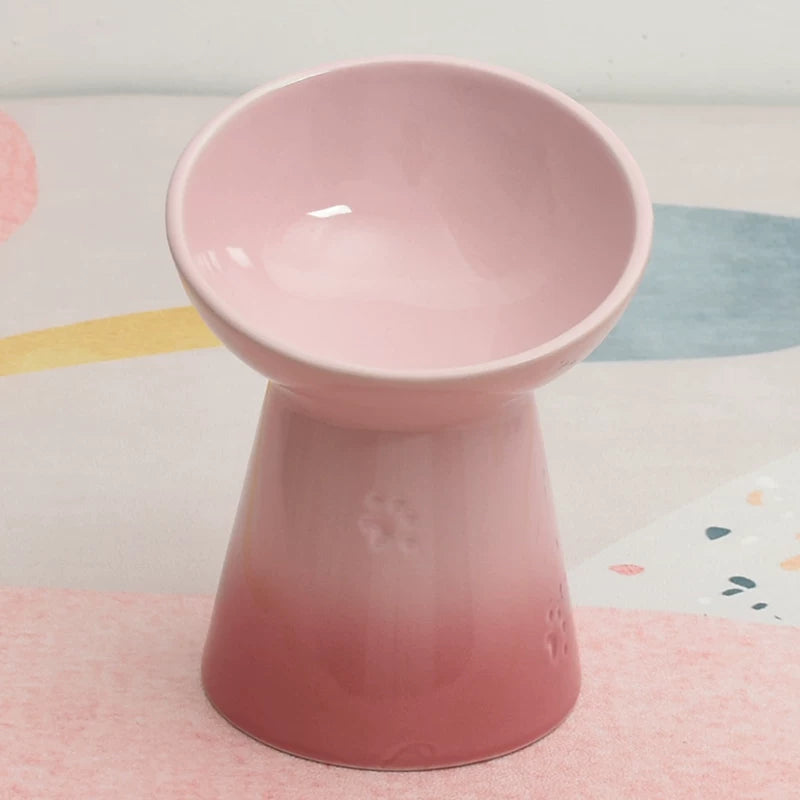 Pomdsds | Raised Ceramic Pet Bowl with Wide Opening for Cats and Small Dogs