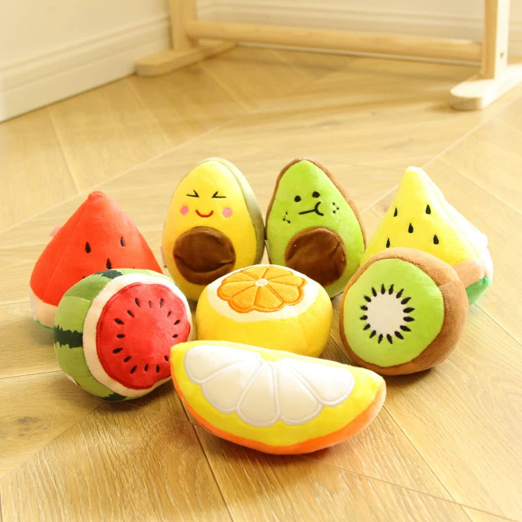 Pomdsds | Plush Fruit & Vegetable–Style Puppy Toy with Gentle Sound, Everyday Play for Small Dogs
