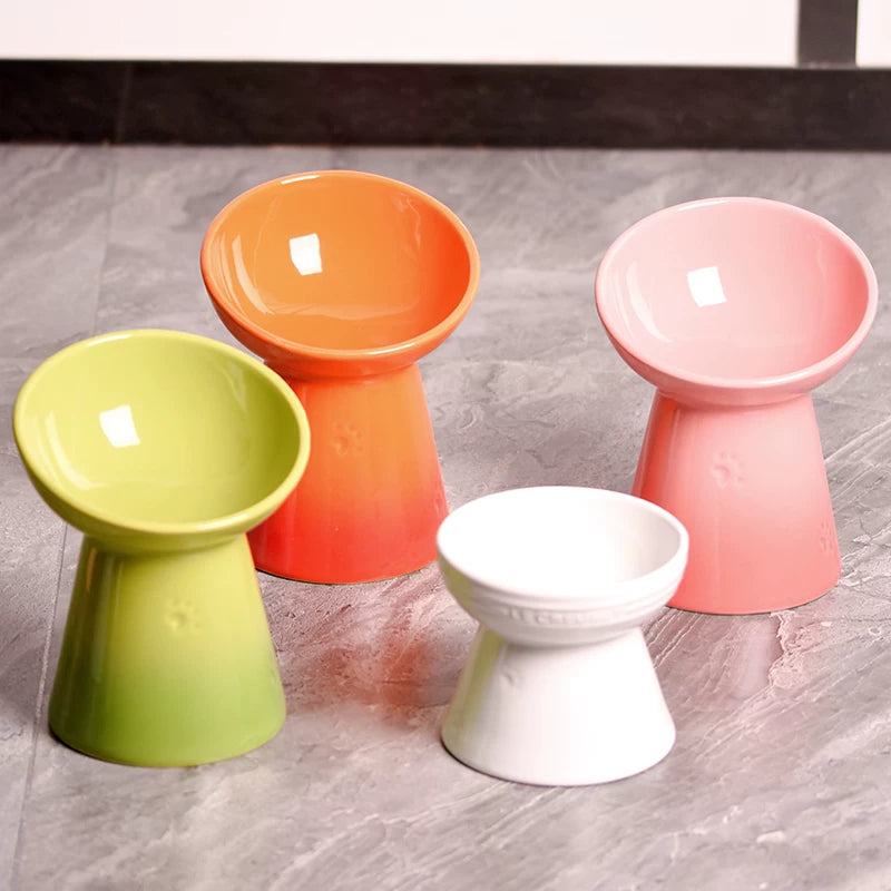 Pomdsds | Raised Ceramic Pet Bowl with Wide Opening for Cats and Small Dogs