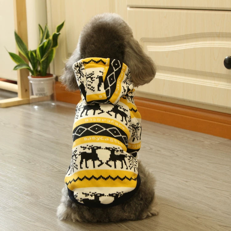 Pomdsds | Holiday-Themed Fleece Pet Outfit with Snowflake and Reindeer Design, Everyday Autumn & Winter Wear for Dogs and Cats
