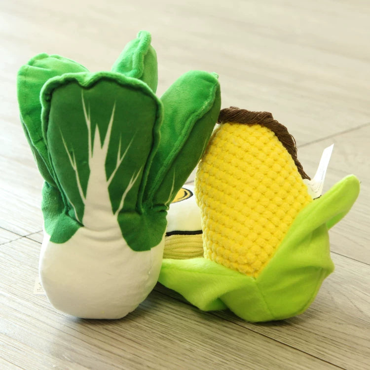 Pomdsds | Plush Vegetable-Style Dog Toy with Crinkle Texture, Soft Interactive Play for Small Dogs