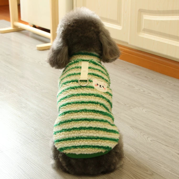 Pomdsds | Soft Fleece Pet Sweater with Striped Design, Everyday Autumn & Winter Wear for Dogs and Cats