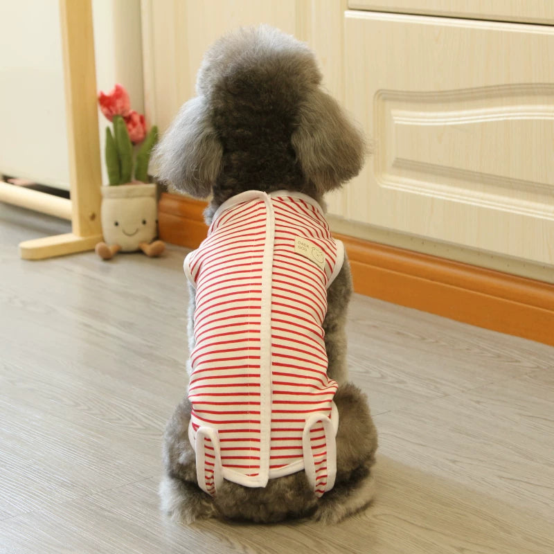Pomdsds | Lightweight Cotton Pet Recovery Outfit with Full Belly Coverage, Four-Legged Design for Dogs and Cats