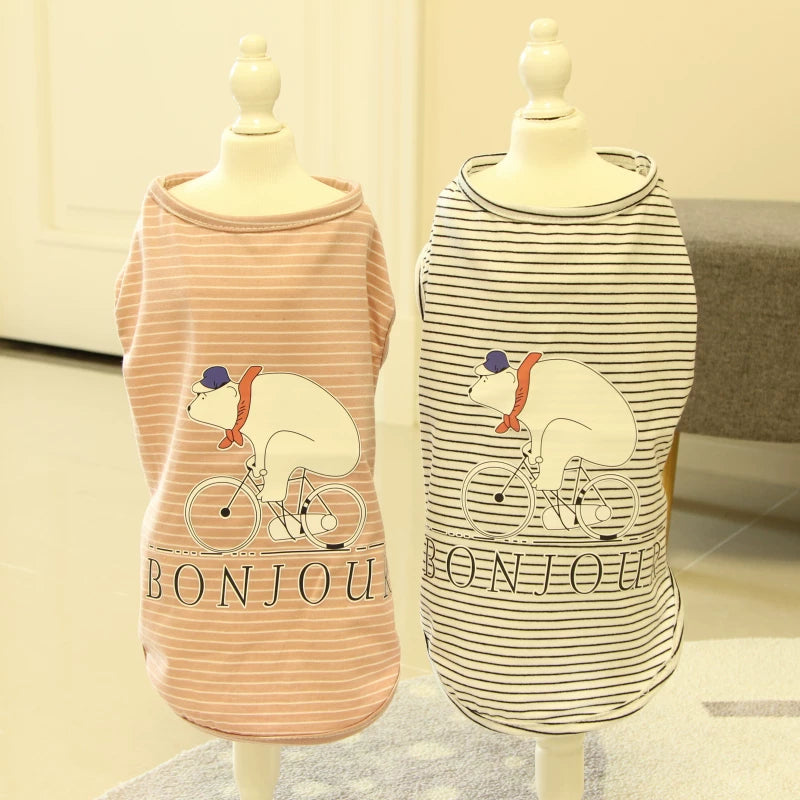 Pomdsds | Lightweight Cotton Pet Vest with Bear Design, Everyday Spring & Summer Wear for Dogs and Cats