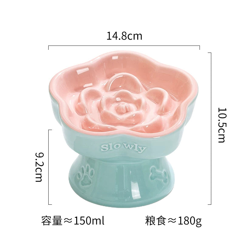 Pomdsds | Raised Ceramic Pet Bowl with Wide Opening for Cats and Small Dogs