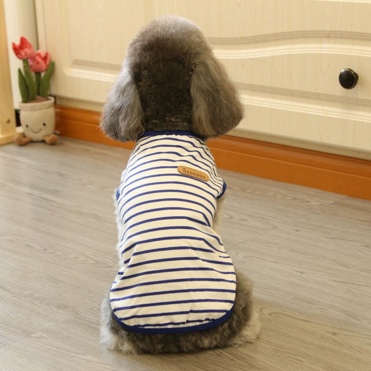 Pomdsds | Lightweight Striped Cotton Pet Vest, Everyday Spring & Summer Wear for Dogs and Cats