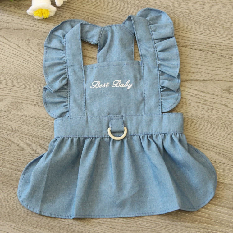 Pomdsds | Embroidered Denim Pet Skirt Dress, Lightweight Spring & Summer Wear for Dogs and Cats