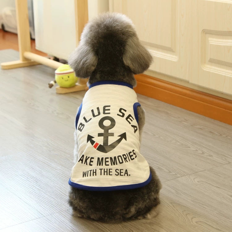 Pomdsds | Lightweight Cotton Pet Vest with Sailor Style Design, Everyday Spring & Summer Wear for Dogs and Cats
