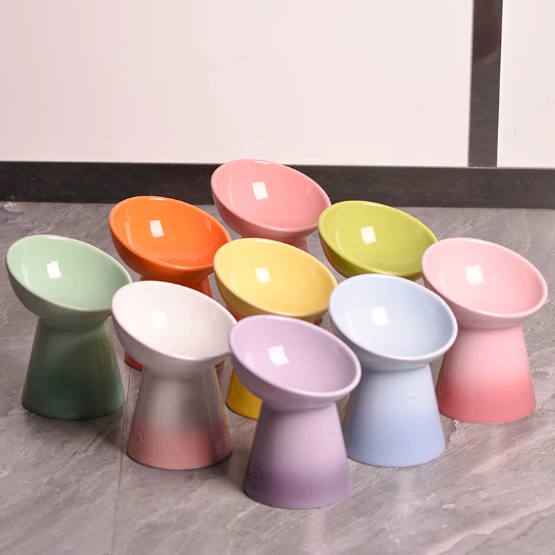 Pomdsds | Raised Ceramic Pet Bowl with Wide Opening for Cats and Small Dogs