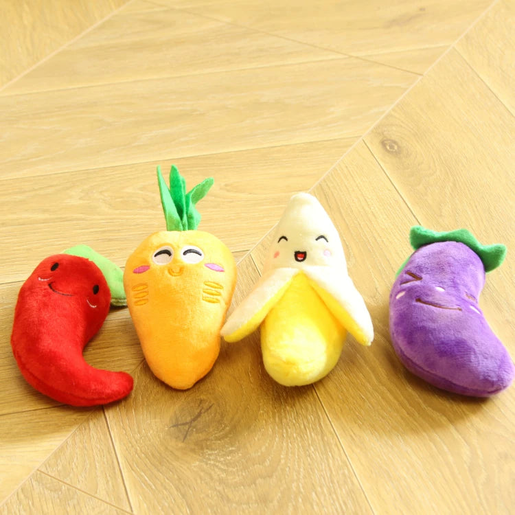 Pomdsds | Plush Fruit & Vegetable–Style Puppy Toy with Gentle Sound, Everyday Play for Small Dogs