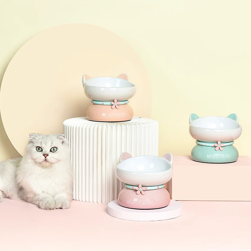 Pomdsds | Decorative Ceramic Pet Feeding Bowl with Raised Base for Daily Use