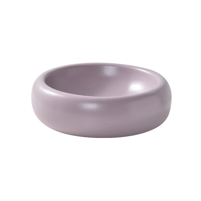 Pomdsds | Low-Profile Ceramic Pet Feeding Bowl with Flat Rim for Daily Use