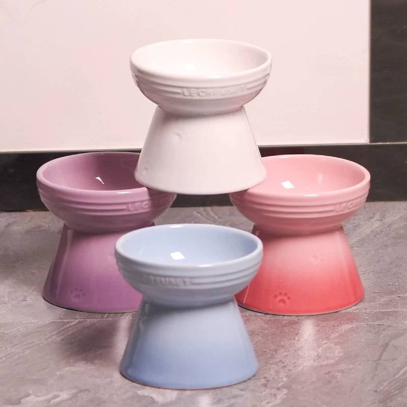 Pomdsds | Raised Ceramic Pet Bowl with Wide Opening for Cats and Small Dogs