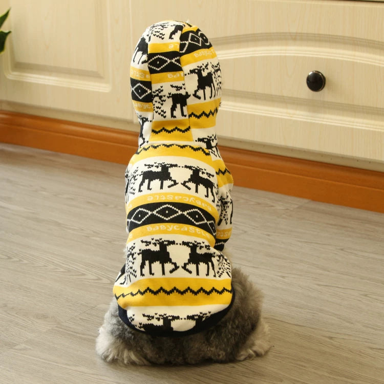 Pomdsds | Holiday-Themed Fleece Pet Outfit with Snowflake and Reindeer Design, Everyday Autumn & Winter Wear for Dogs and Cats