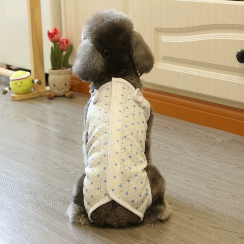 Pomdsds | Lightweight Cotton Pet Recovery Outfit with Full Belly Coverage, Four-Legged Design for Dogs and Cats
