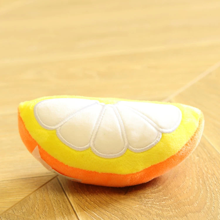 Pomdsds | Plush Fruit & Vegetable–Style Puppy Toy with Gentle Sound, Everyday Play for Small Dogs