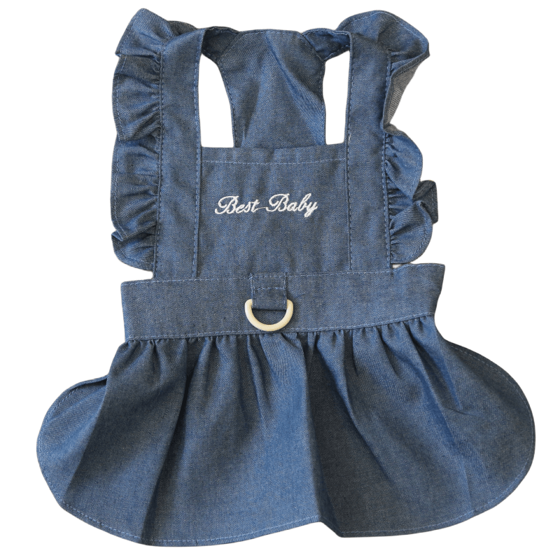 Pomdsds | Embroidered Denim Pet Skirt Dress, Lightweight Spring & Summer Wear for Dogs and Cats