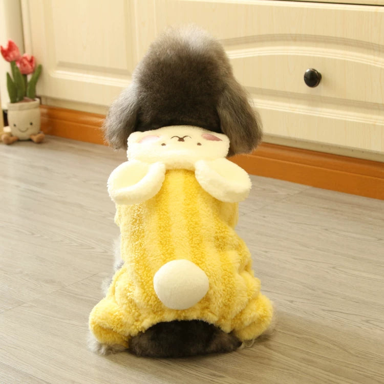 Pomdsds | Corduroy-Style Four-Leg Pet Outfit, Cozy Autumn & Winter Wear for Small Dogs