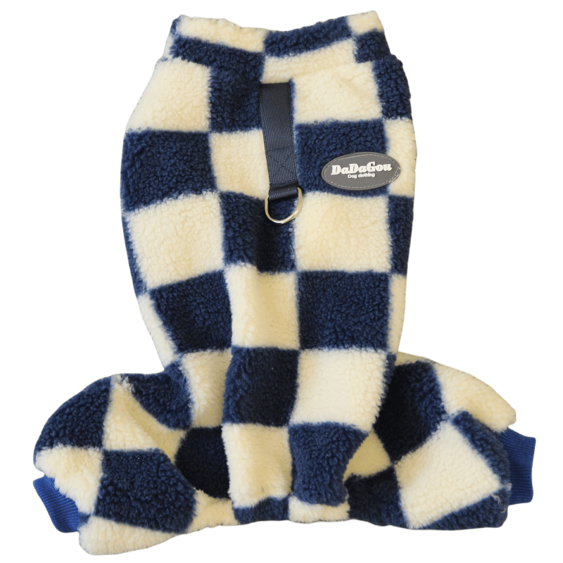 Pomdsds | Plush Square-Pattern Four-Leg Pet Outfit with Pull Tabs, Everyday Autumn & Winter Wear for Small Dogs