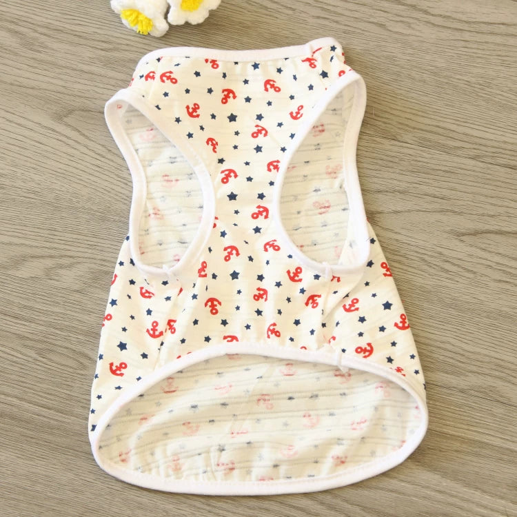 Pomdsds | Lightweight Cotton Pet Vest with Sailor Style Design, Everyday Spring & Summer Wear for Dogs and Cats