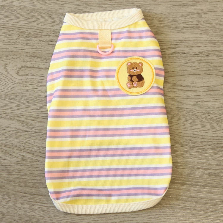 Pomdsds | Lightweight Cotton Pet Vest with Two-Tone Stripes, Everyday Spring & Summer Wear for Dogs and Cats