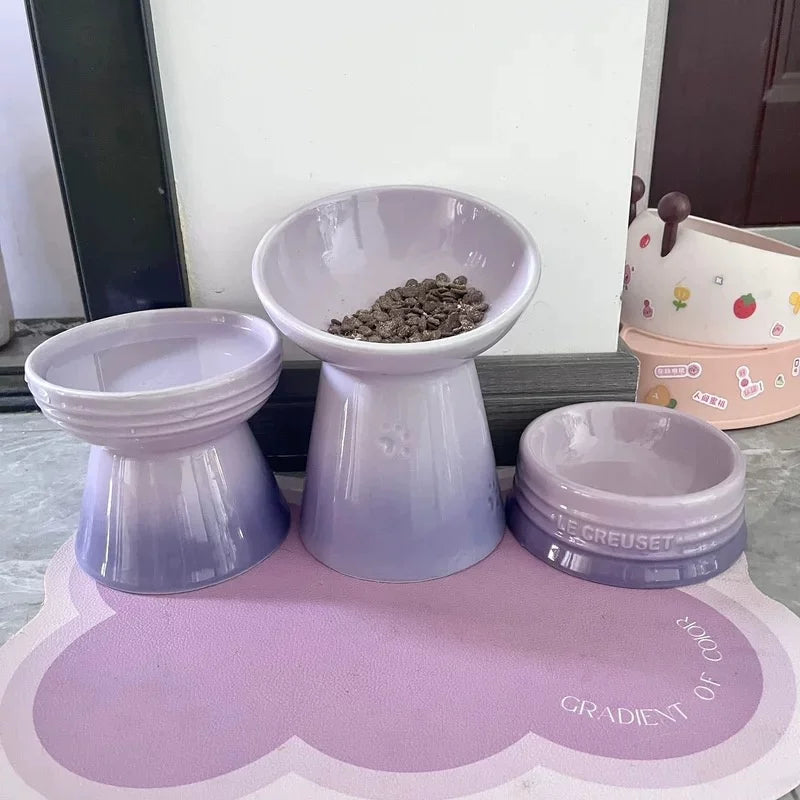 Pomdsds | Raised Ceramic Pet Bowl with Wide Opening for Cats and Small Dogs