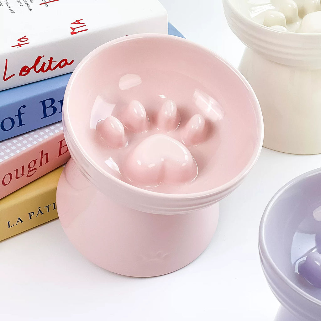 Pomdsds | Elevated Ceramic Pet Bowl with Textured Interior for Daily Feeding