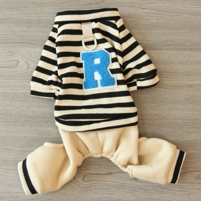 Pomdsds | Striped Four-Leg Pet Outfit, Everyday Autumn & Winter Wear for Small Dogs and Cats