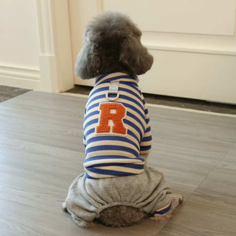 Pomdsds | Striped Four-Leg Pet Outfit, Everyday Autumn & Winter Wear for Small Dogs and Cats
