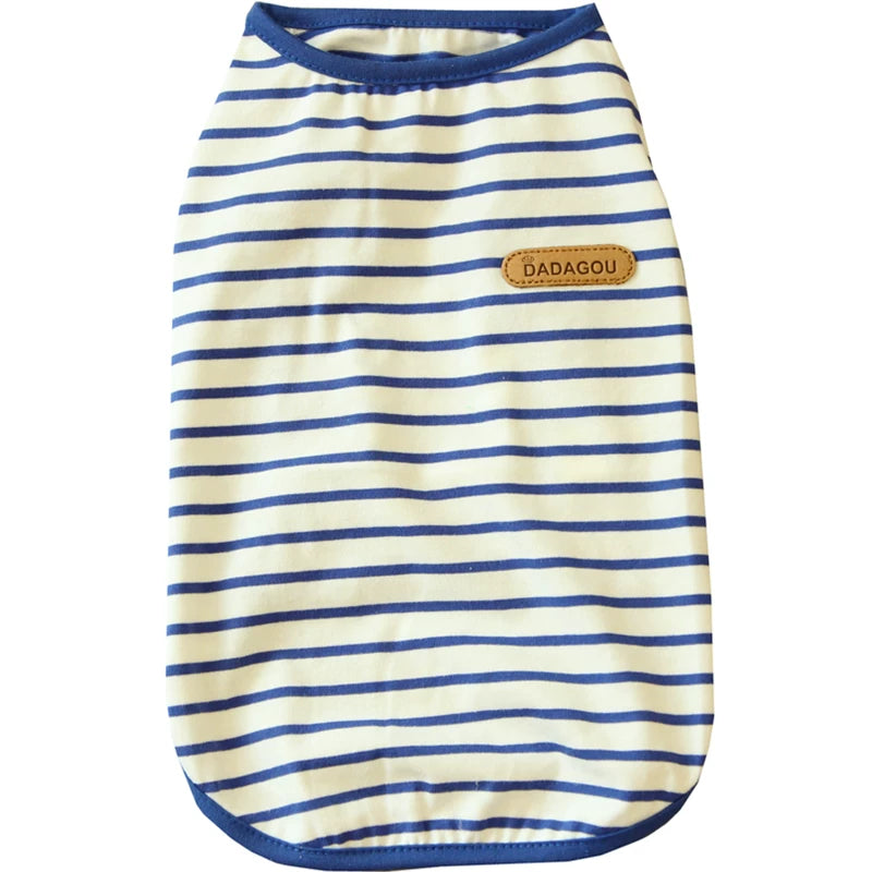 Pomdsds | Lightweight Striped Cotton Pet Vest, Everyday Spring & Summer Wear for Dogs and Cats