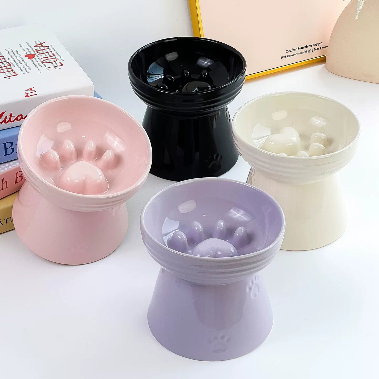 Pomdsds | Elevated Ceramic Pet Bowl with Textured Interior for Daily Feeding