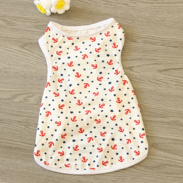 Pomdsds | Lightweight Cotton Pet Vest with Sailor Style Design, Everyday Spring & Summer Wear for Dogs and Cats