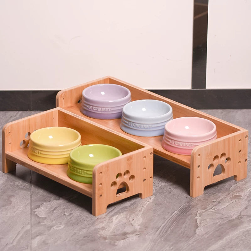 Pomdsds | Multi-Bowl Ceramic Pet Feeding Set with Wide Opening for Daily Use