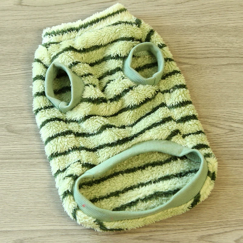 Pomdsds | Soft Fleece Pet Top with Striped Bear Design, Everyday Spring & Autumn Wear for Dogs and Cats