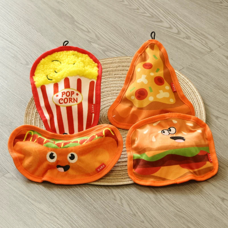 Pomdsds | Food-Themed Plush Dog Toy with Crinkle Texture and Gentle Sound, Everyday Play for Small to Medium Dogs