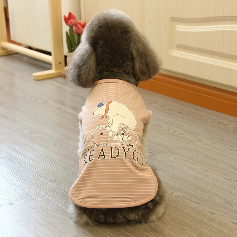 Pomdsds | Lightweight Cotton Pet Vest with Bear Design, Everyday Spring & Summer Wear for Dogs and Cats