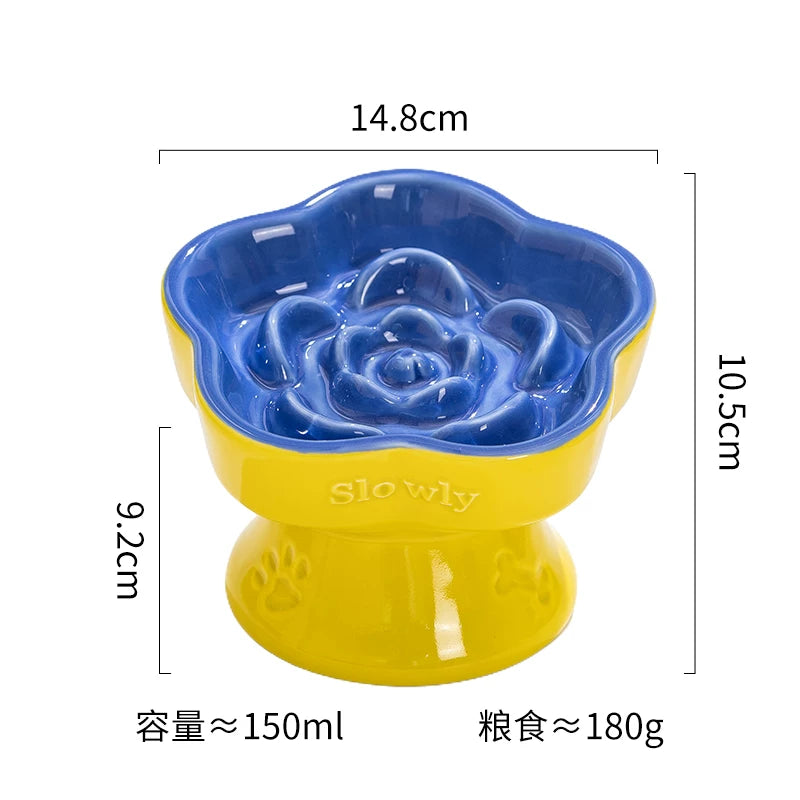 Pomdsds | Raised Ceramic Pet Bowl with Wide Opening for Cats and Small Dogs