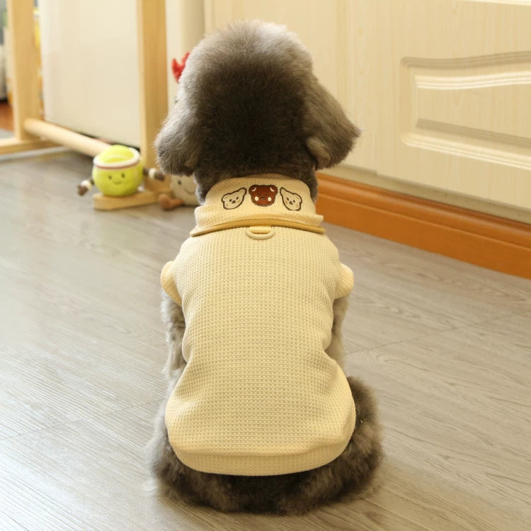 Pomdsds | Waffle-Texture Cotton Pet Top with Bear Print, Everyday Spring & Summer Wear for Dogs and Cats