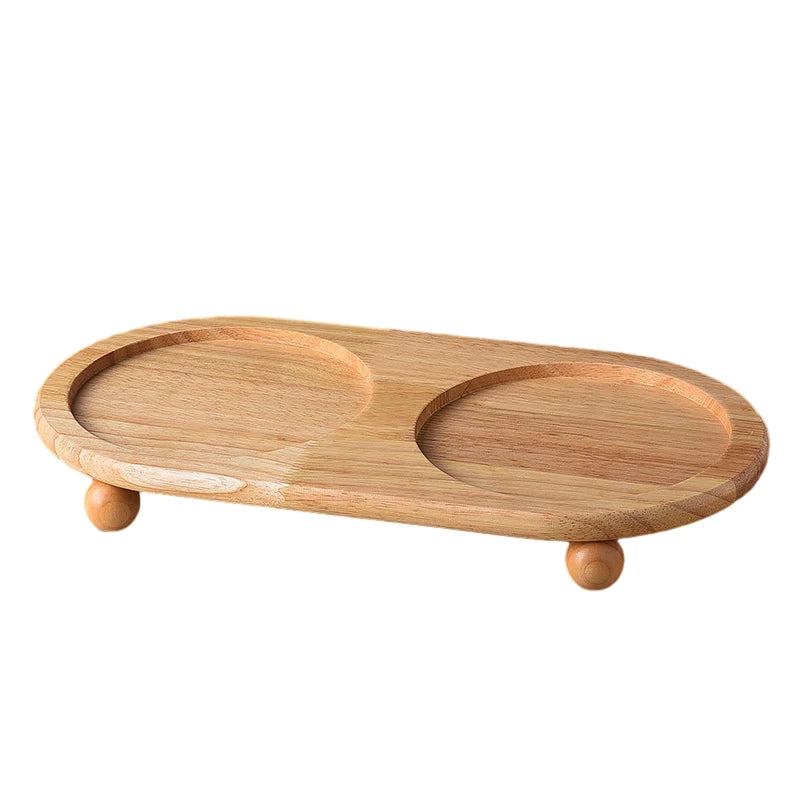 Pomdsds | Ceramic Pet Feeding Bowl with Wooden Stand and Wide Opening for Daily Use