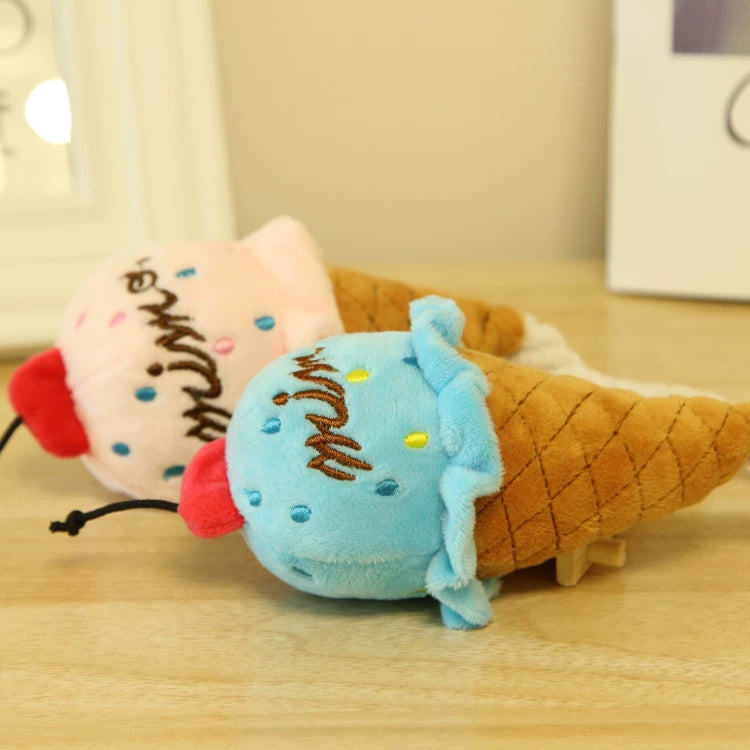 Pomdsds | Ice Cream–Shaped Plush Puppy Toy with Knot Detail, Gentle Sound Toy for Daily Play