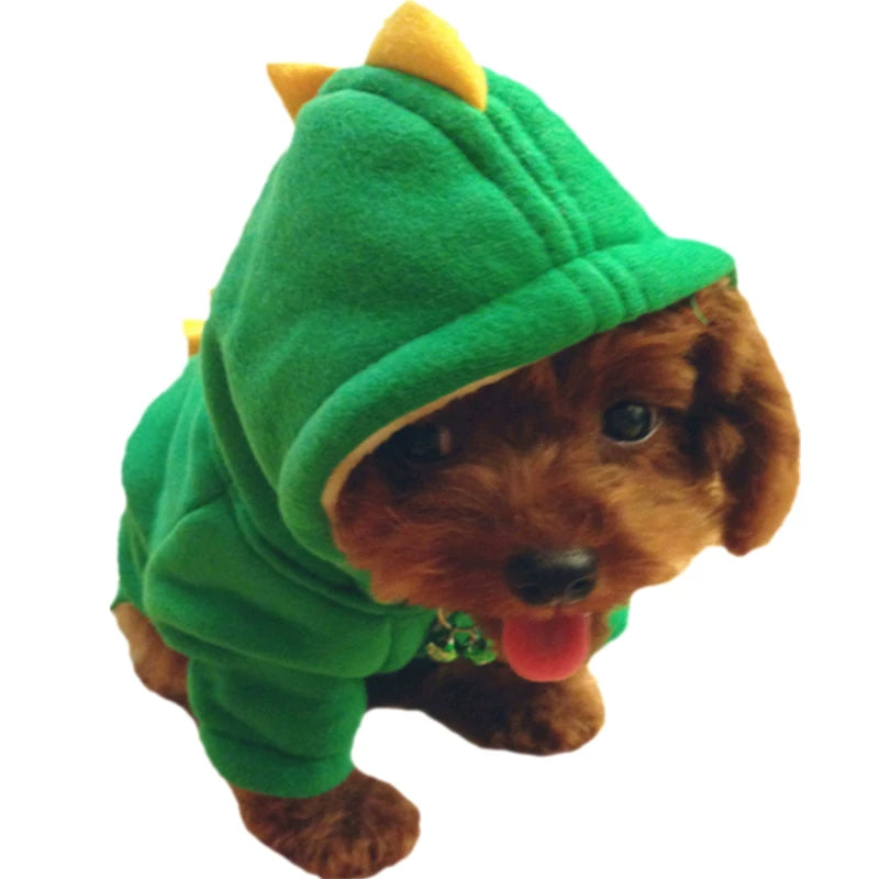 Pomdsds | Dinosaur-Themed Four-Leg Pet Outfit with Thick Cotton, Everyday Autumn & Winter Wear for Small Dogs