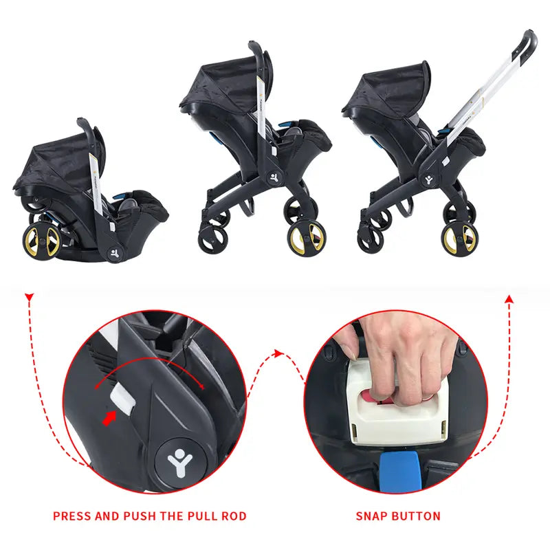 All-in-One Convertible Baby Stroller - Reversible Seat, Travel System